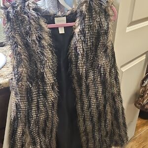 Chico's Brown Faux Fur Vest with Layered Texture
